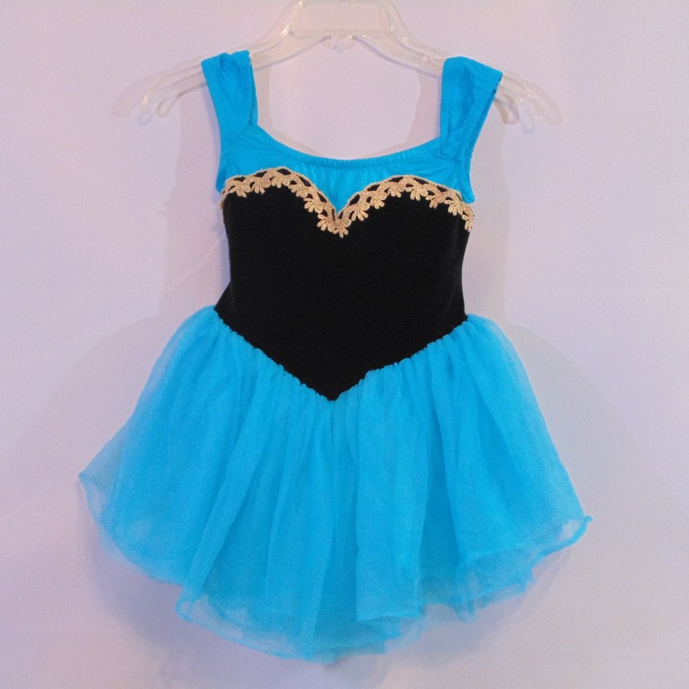 Algy Vintage dancewear leatorard w/tutu Youth Med. Blue/Black
